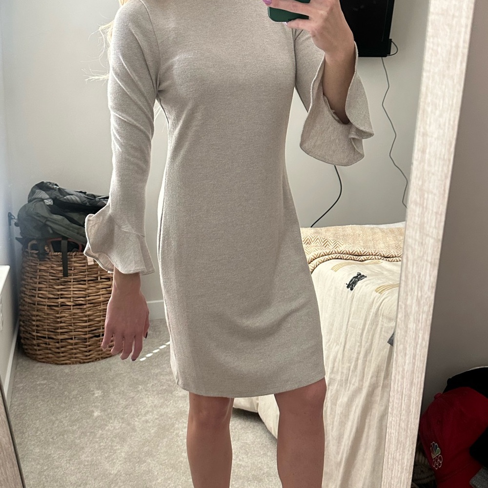 Elegant Cream Dress with Flared Sleeves